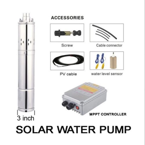 SOL1800-80 Submersible Solar Water Pump 1800lph Flow 80m Head 3in 24v